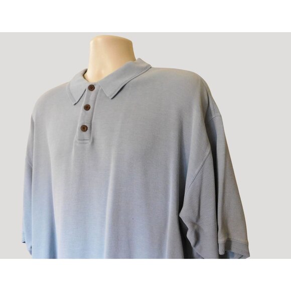 Tommy Bahama Polo Shirt Mens XXL Blue Ribbed Short Sleeve Silk Cotton Blend - Picture 2 of 4